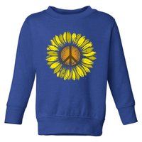 Sunflower Peace Sign Floral Hippie Love Retro Flower Peace Gift Toddler Sweatshirt