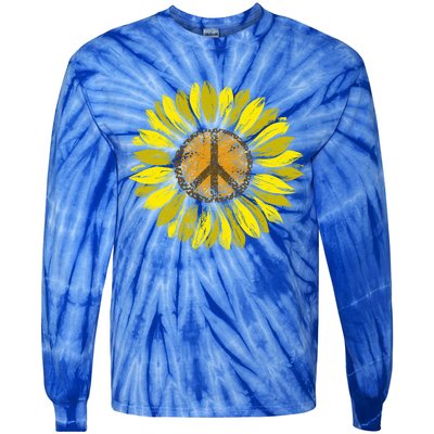 Sunflower Peace Sign Floral Hippie Love Retro Flower Peace Gift Tie-Dye Long Sleeve Shirt