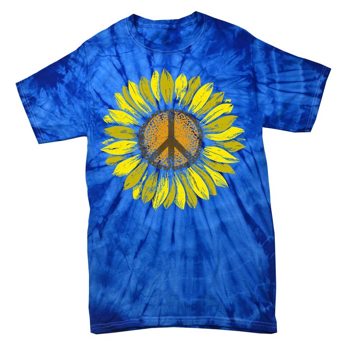 Sunflower Peace Sign Floral Hippie Love Retro Flower Peace Gift Tie-Dye T-Shirt