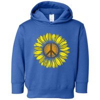 Sunflower Peace Sign Floral Hippie Love Retro Flower Peace Gift Toddler Hoodie