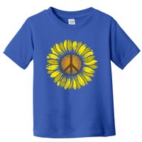 Sunflower Peace Sign Floral Hippie Love Retro Flower Peace Gift Toddler T-Shirt