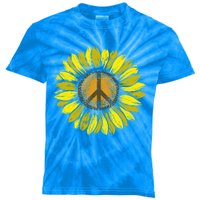 Sunflower Peace Sign Floral Hippie Love Retro Flower Peace Gift Kids Tie-Dye T-Shirt