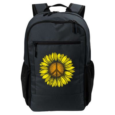 Sunflower Peace Sign Floral Hippie Love Retro Flower Peace Gift Daily Commute Backpack