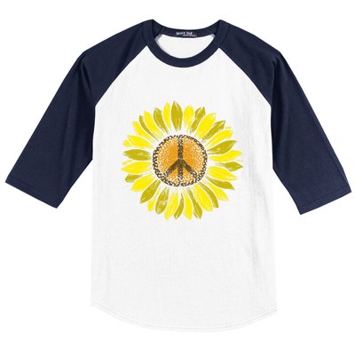 Sunflower Peace Sign Floral Hippie Love Retro Flower Peace Gift Baseball Sleeve Shirt