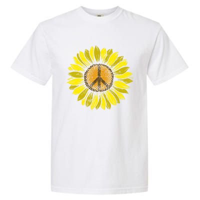 Sunflower Peace Sign Floral Hippie Love Retro Flower Peace Gift Garment-Dyed Heavyweight T-Shirt