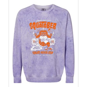 Sorinex Presents Squatober Squats Never Stop Funny Design Gift Colorblast Crewneck Sweatshirt