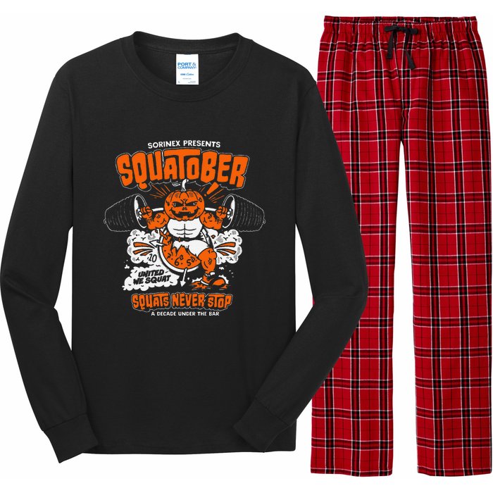 Sorinex Presents Squatober Squats Never Stop Funny Design Gift Long Sleeve Pajama Set