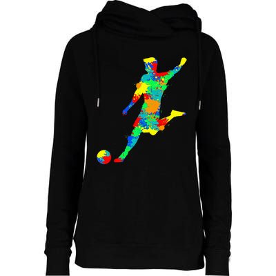 Soccer Player Womens Funnel Neck Pullover Hood