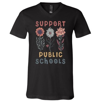 Support Public Schools Public Teacher School Protect Schools V-Neck T-Shirt