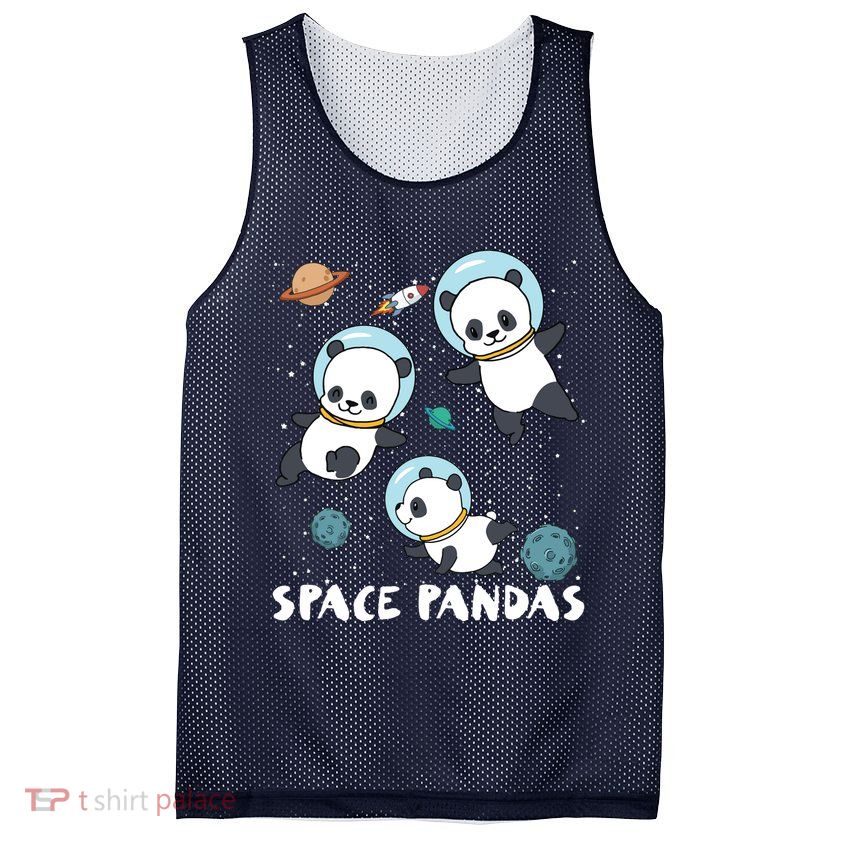 Space Pandas Shirts Funny Astronaut Planet Travel Tee Mesh Reversible Basketball Jersey Tank