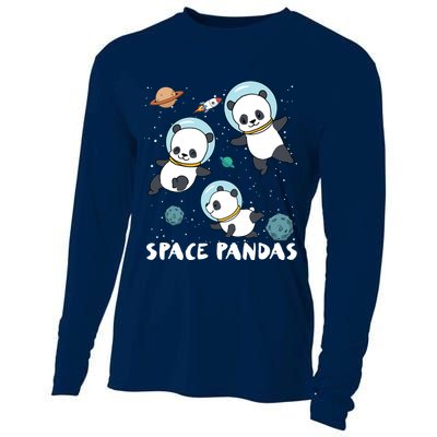 Space Pandas Shirts Funny Astronaut Planet Travel Tee Cooling Performance Long Sleeve Crew