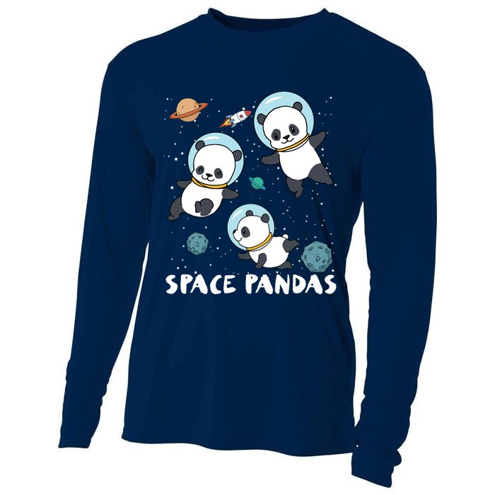 Space Pandas Shirts Funny Astronaut Planet Travel Tee Cooling Performance Long Sleeve Crew