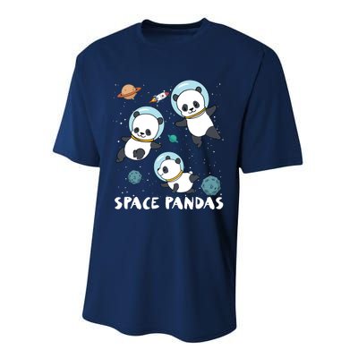 Space Pandas Shirts Funny Astronaut Planet Travel Tee Performance Sprint T-Shirt