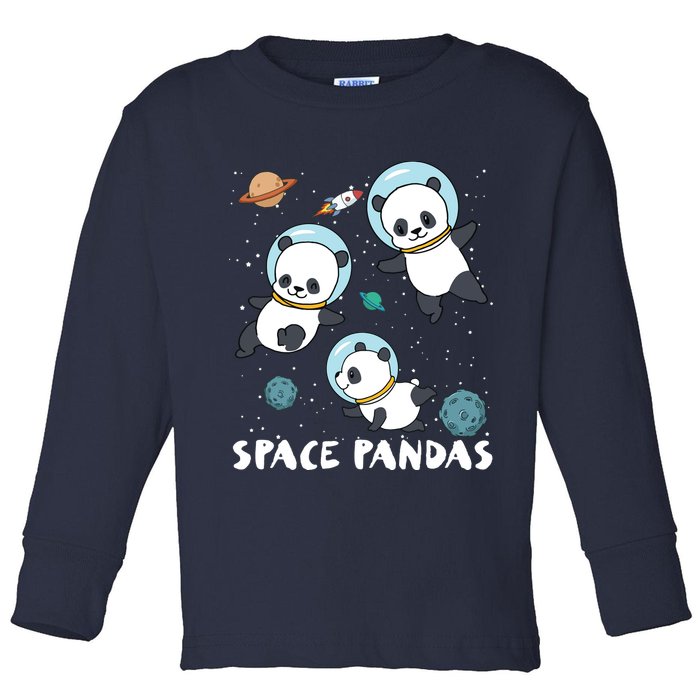 Space Pandas Shirts Funny Astronaut Planet Travel Tee Toddler Long Sleeve Shirt