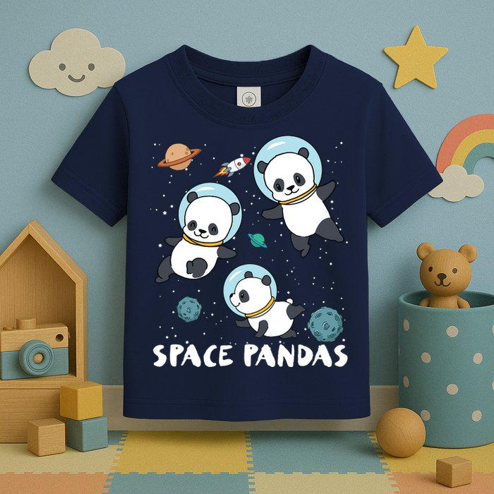 Space Pandas Shirts Funny Astronaut Planet Travel Tee Toddler T-Shirt