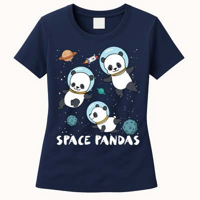 Space Pandas Shirts Funny Astronaut Planet Travel Tee Womens T-Shirt