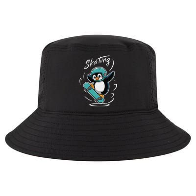 Skating Penguin Skateboard Funny Skater Penguin Cool Comfort Performance Bucket Hat