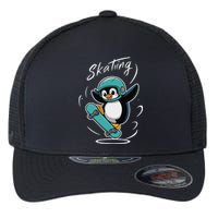 Skating Penguin Skateboard Funny Skater Penguin Flexfit Unipanel Trucker Cap