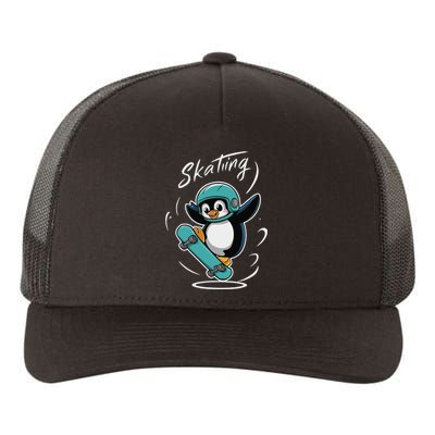 Skating Penguin Skateboard Funny Skater Penguin Yupoong Adult 5-Panel Trucker Hat