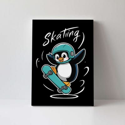 Skating Penguin Skateboard Funny Skater Penguin Canvas