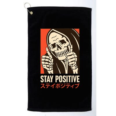 Stay Positive Skeleton Japanese Platinum Collection Golf Towel