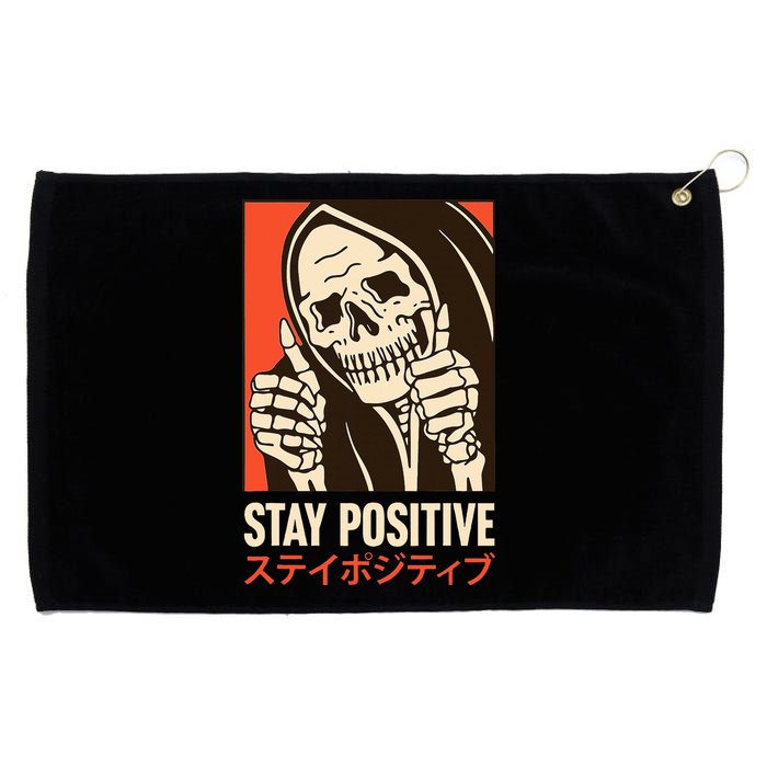 Stay Positive Skeleton Japanese Grommeted Golf Towel