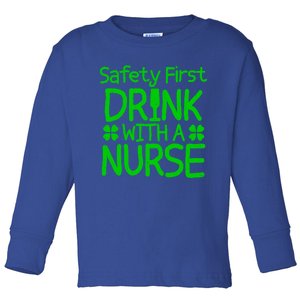 St Patrick's Shamrock With A Nurse Healthcare Nursing Green Cool Gift Toddler Long Sleeve Shirt