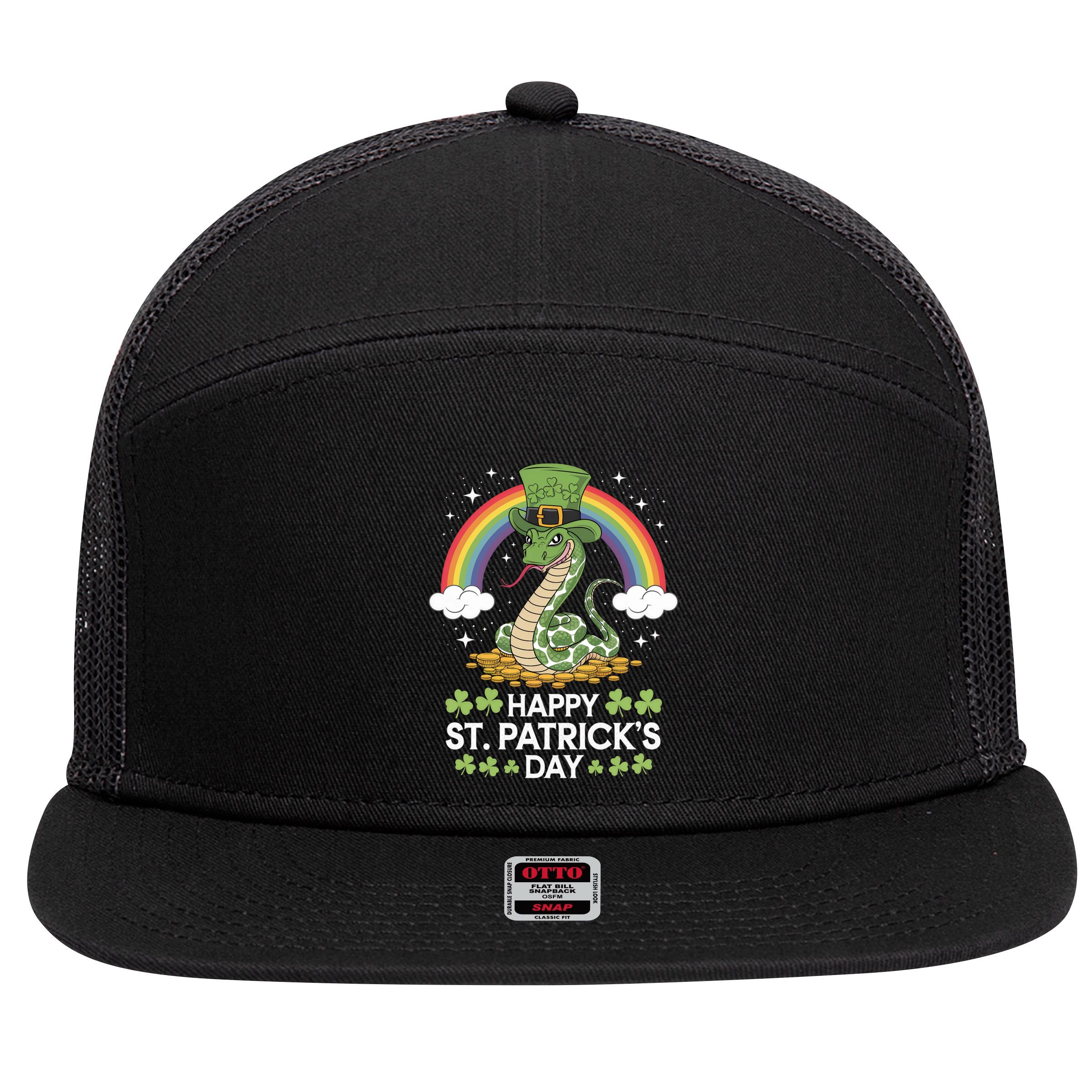 San Patties Snake St Patricks Day Gift 7 Panel Mesh Trucker Snapback Hat