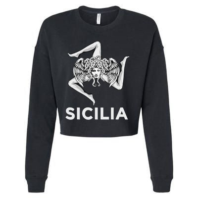 Sicilian Pride Sicilia Trinacria Sicilian Cropped Pullover Crew