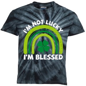 St Pattys Shamrock St Patricks Day IM Not Lucky IM Blessed Kids Tie-Dye T-Shirt