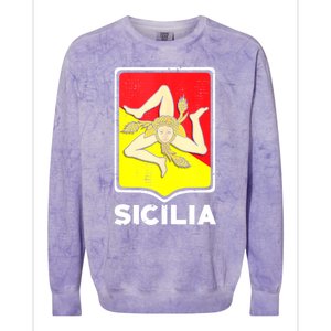 Sicilian Pride Sicilia Sicilian Flag Trinacria Colorblast Crewneck Sweatshirt