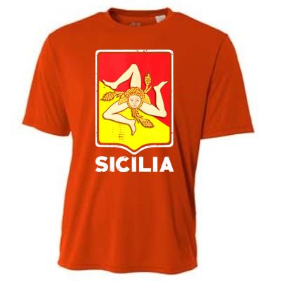 Sicilian Pride Sicilia Sicilian Flag Trinacria Cooling Performance Crew T-Shirt