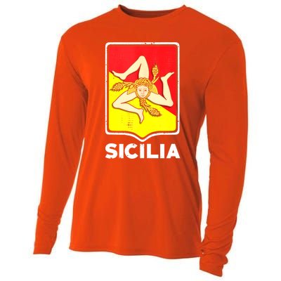 Sicilian Pride Sicilia Sicilian Flag Trinacria Cooling Performance Long Sleeve Crew