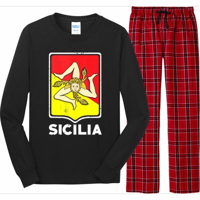 Sicilian Pride Sicilia Sicilian Flag Trinacria Long Sleeve Pajama Set