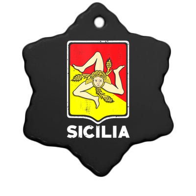 Sicilian Pride Sicilia Sicilian Flag Trinacria Ceramic Star Ornament