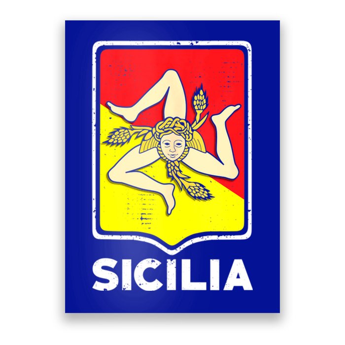 Sicilian Pride Sicilia Sicilian Flag Trinacria Poster