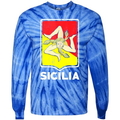 Sicilian Pride Sicilia Sicilian Flag Trinacria Tie-Dye Long Sleeve Shirt