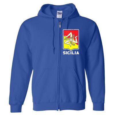 Sicilian Pride Sicilia Sicilian Flag Trinacria Full Zip Hoodie