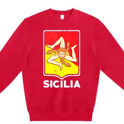 Sicilian Pride Sicilia Sicilian Flag Trinacria Premium Crewneck Sweatshirt