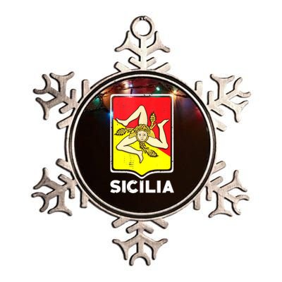 Sicilian Pride Sicilia Sicilian Flag Trinacria Metallic Star Ornament