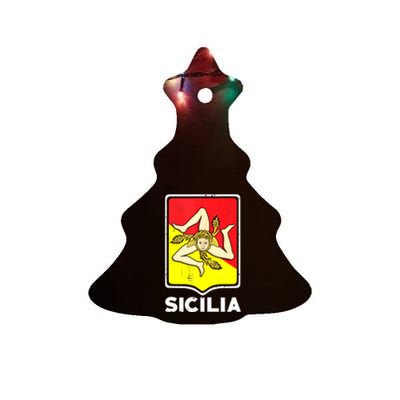 Sicilian Pride Sicilia Sicilian Flag Trinacria Ceramic Tree Ornament