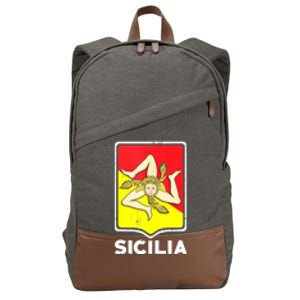 Sicilian Pride Sicilia Sicilian Flag Trinacria Cotton Canvas Backpack