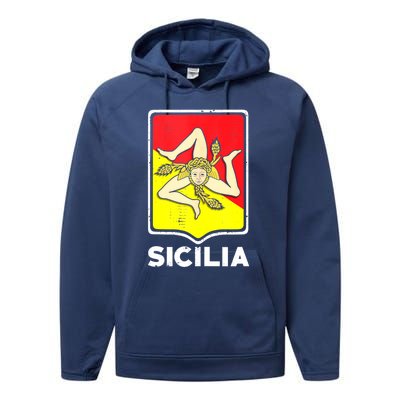 Sicilian Pride Sicilia Sicilian Flag Trinacria Performance Fleece Hoodie