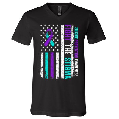 Suicide Prevention Support Fight Stigma Suicide Awareness V-Neck T-Shirt