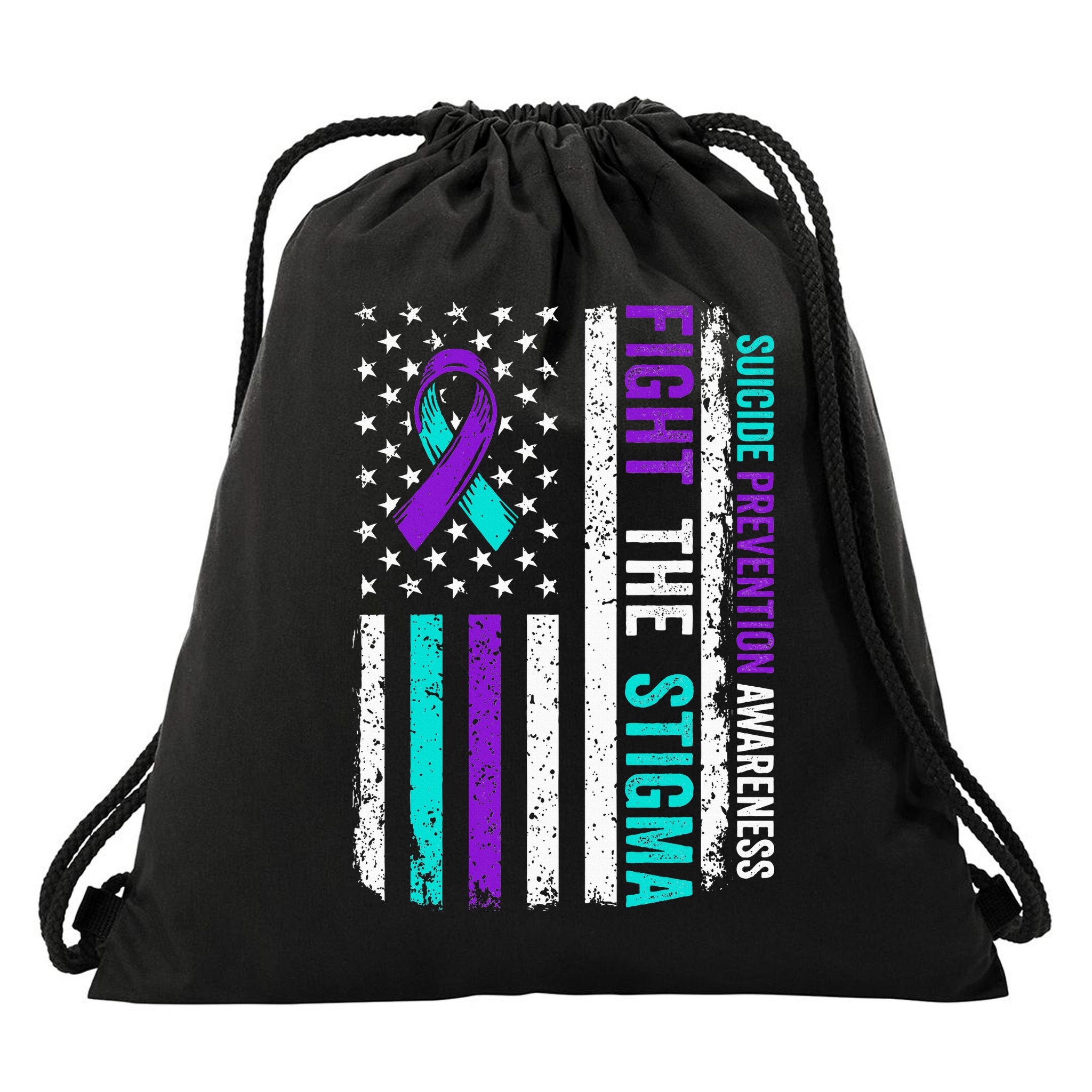 Suicide Prevention Support Fight Stigma Suicide Awareness Drawstring Bag