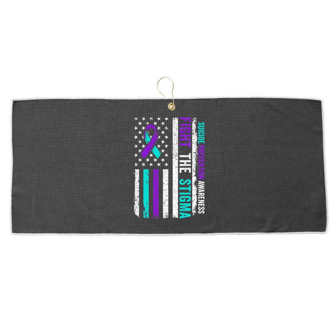 Suicide Prevention Support Fight Stigma Suicide Awareness Large Microfiber Waffle Golf Towel