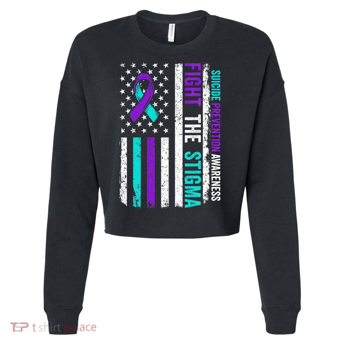 Suicide Prevention Support Fight Stigma Suicide Awareness Cropped Pullover Crew