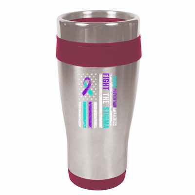 Suicide Prevention Support Fight Stigma Suicide Awareness 16oz Travel Tumbler