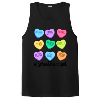 School Principal Staff Valentine's Day Pastel Candy Heart Funny Gift PosiCharge Competitor Tank