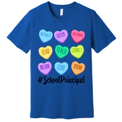 School Principal Staff Valentine's Day Pastel Candy Heart Funny Gift Premium T-Shirt